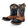 thumbnail image 4 of Mens Leather Midcalf Western Boot Square Toe Black Brown, 4 of 5