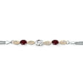 thumbnail image 2 of 925 Silver and 10K Yellow Gold White Created Sapphire and Red Rhodolite Garnet and White Lab Grown Diamond Bracelet for Women (2.06 Cttw, September Birthstone, Oval, Wheat Chain, 6.5 inches), 2 of 5