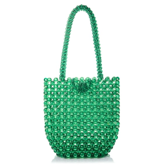 YIFEI Women Green Acrylic Beaded Handbag Handle Bucket Bag Evening Bag for Wedding Party