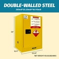 thumbnail image 6 of Flammable Liquid Storage Cabinet 12 Gallon, 18.11" x 23.23" x 35.5", 1 cm Thickness Galvanized Steel, Adjustable Shelf Hazardous Storage Cabinet for Commercial Industrial Use, Yellow, 6 of 6