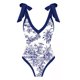 thumbnail image 3 of MKLEKYY Trajes De Baño Mujer Completo Women Vintage Abstract Floral Print 1 Piece Swimwear+1 Piece Cover Up Two Piece Vintage Print Swimsuit Monokini Bikini 2 Piece Swimsuits Two Piece Tankini Set, 3 of 5