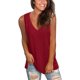 thumbnail image 2 of Camisetas sin mangas de verano para mujer Camisetas básicas sin mangas con cuello en V y abertura lateral, 2 of 4