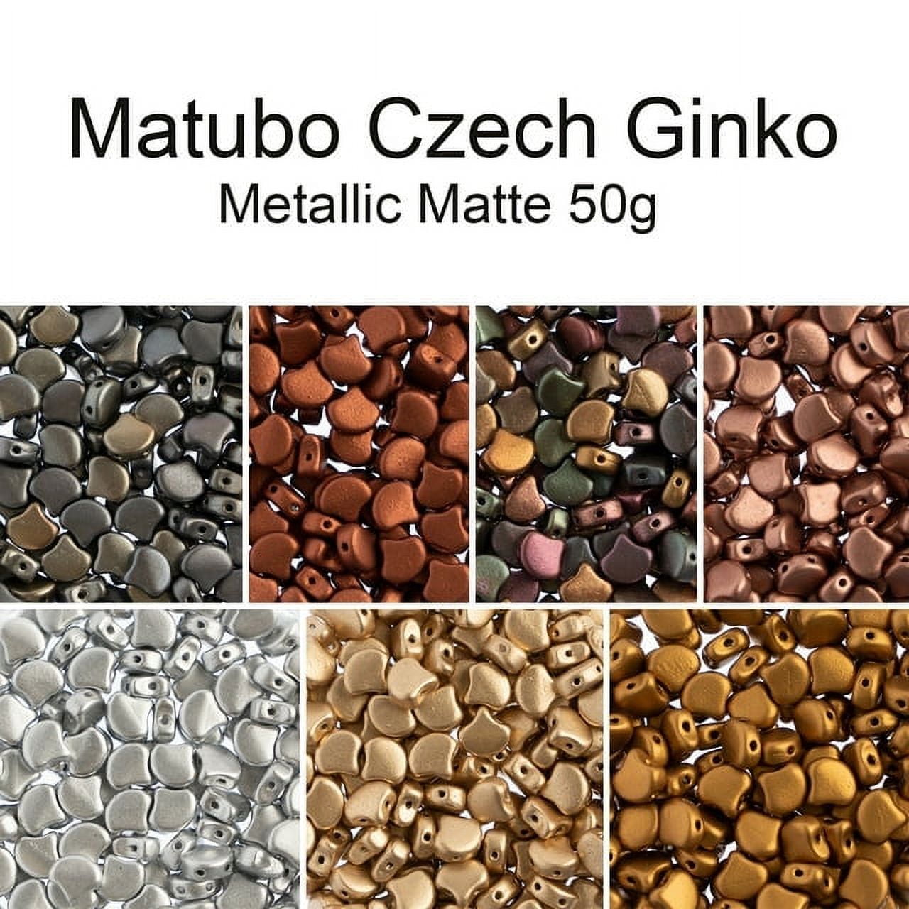 John Bead 50 Grams Czech Metallic Matte Silver Glass Ginkgo Leaf Beads | 00030-01700