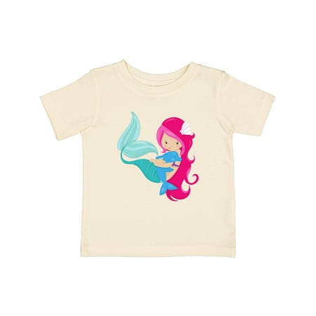 

Inktastic Cute Mermaid Little Mermaid Pink Hair Dolphin Girls Baby T-Shirt
