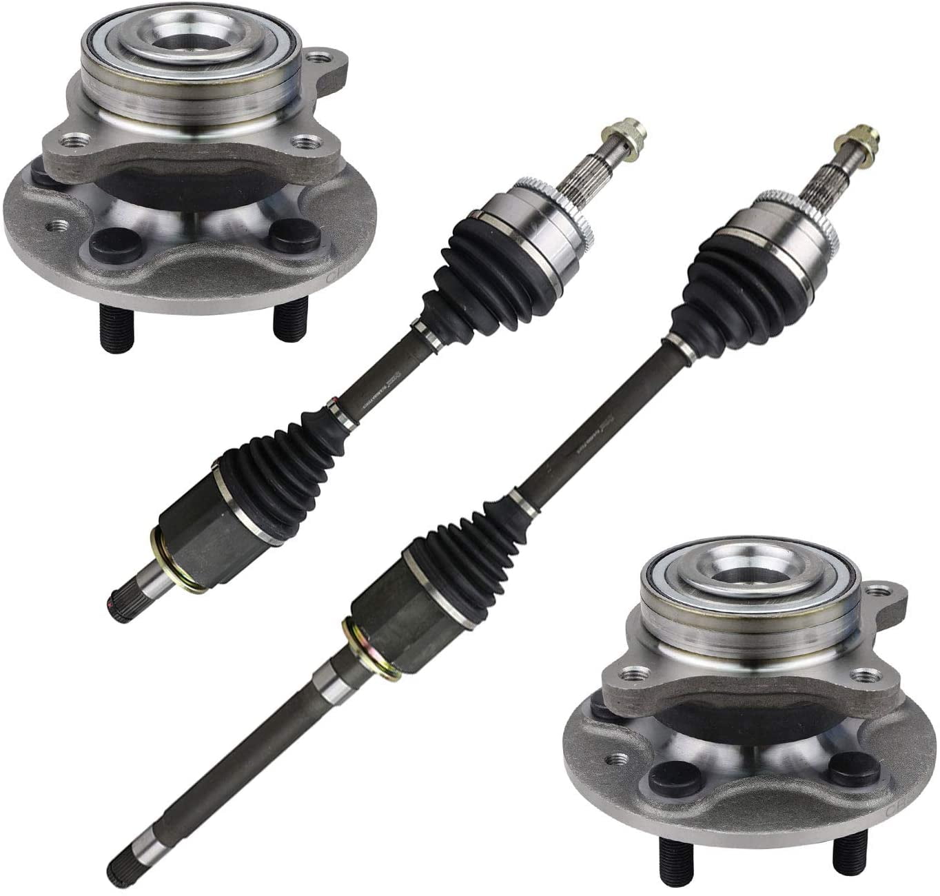 4PC Front CV Axle Half Shaft & Front Wheel Hub Bearing Assembly for 20052013 Land Rover Range
