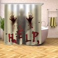 thumbnail image 5 of Cortinas de Ventana con Forro de Cortina de Ducha de Halloween, Ayúdame con Manos Sangrientas para Decoraciones de Halloween, Accesorios de decoración temática, baño, 80x180 cm, 5 of 5