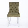 thumbnail image 4 of 2 Piece Upholstered Dining Chairs with High Tufted Back, Modern Comfy Kitchen Chairs with Nailhead Trim, Accent Side Chairs for Dining Room, Kitchen, Living Room, Olive Green, 4 of 9