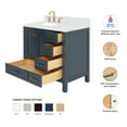 thumbnail image 3 of ARIEL Cambridge 36 Inch Midnight Blue Bathroom Vanity with Sink, Solid Wood, Carrara White Quartz Countertop, 1.5-Inch Edge, Left Rectangular Undermount Sink, 2 Soft Closing Doors, 5 Drawers, 3 of 10