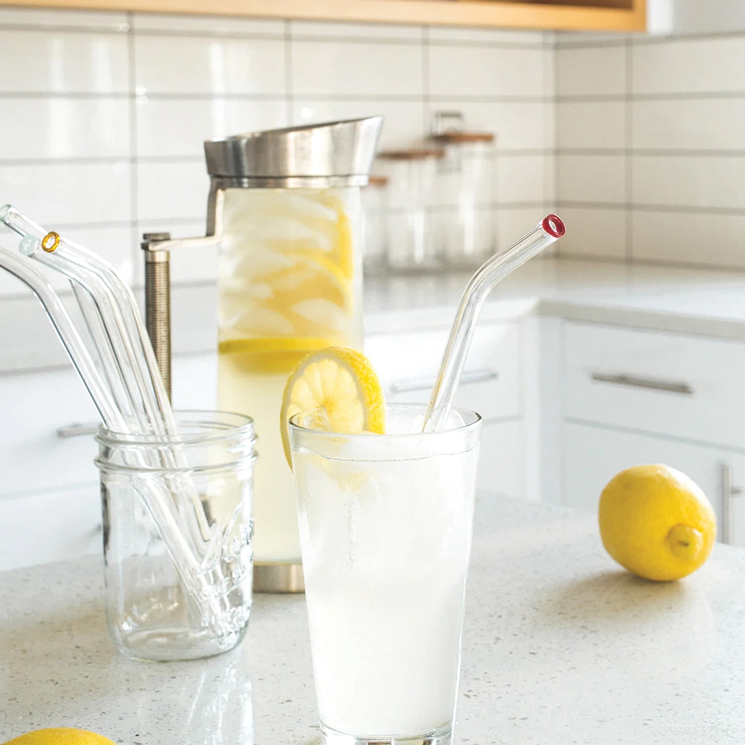 Better Houseware 309 Glass Straws with Cleaning Brush, Set of 5 (Extra-Wide)
