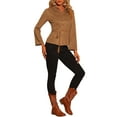 thumbnail image 2 of MODA NOVA Juniors Faux Suede Shirt Point Collar Casual Button Down Blouse Brown XS, 2 of 5