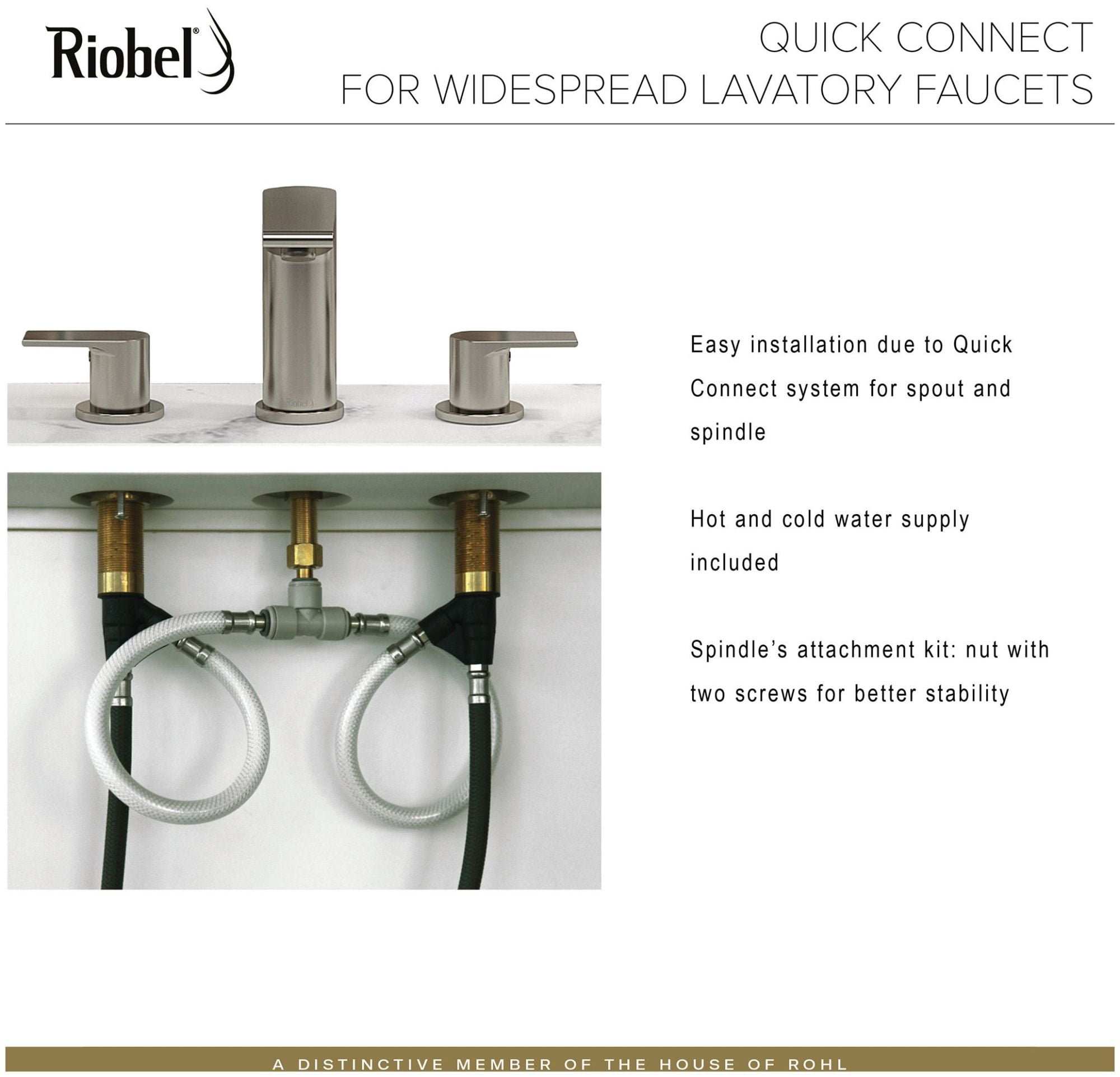 Riobel Rf08 Reflet 1.2 GPM Widespread Bathroom Faucet - Chrome