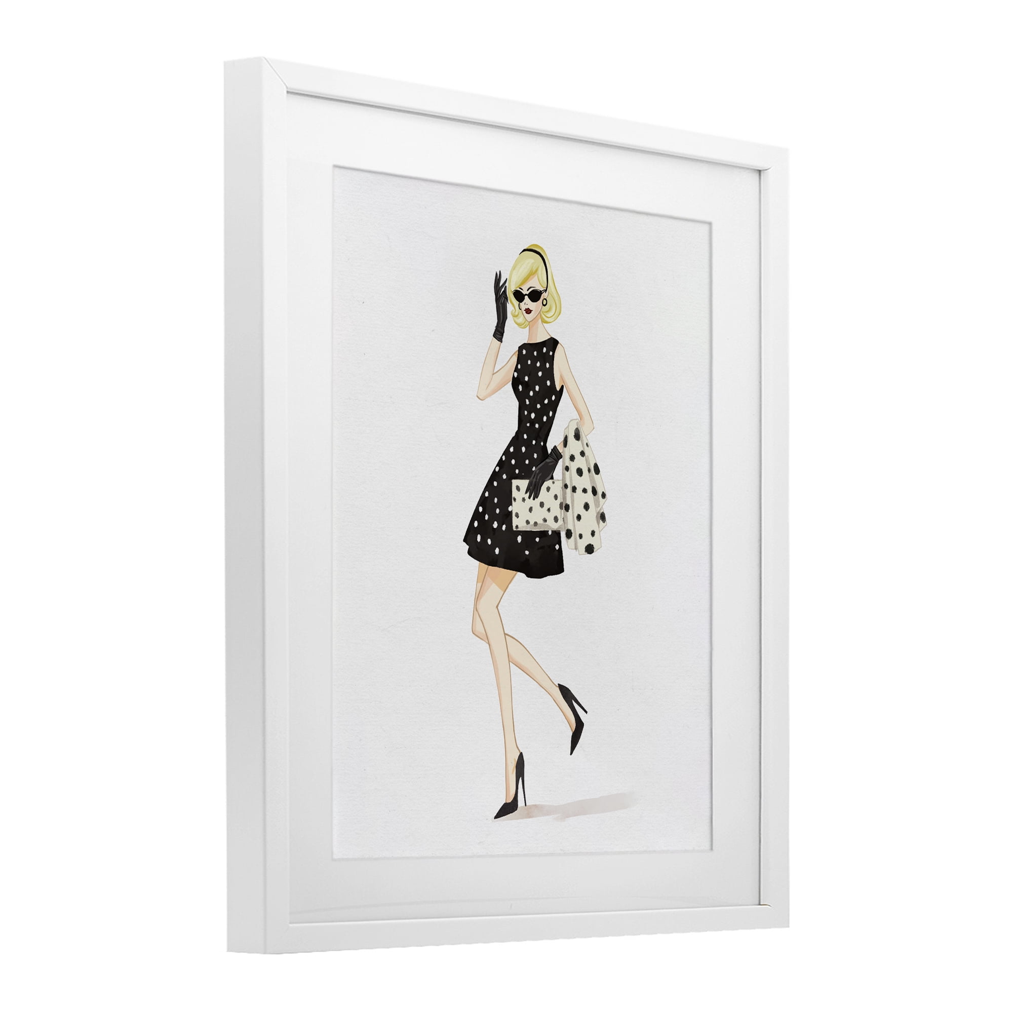 Stupell Industries Retro Trend Polka Dots White Framed Print Under Glass, design by Ziwei Li