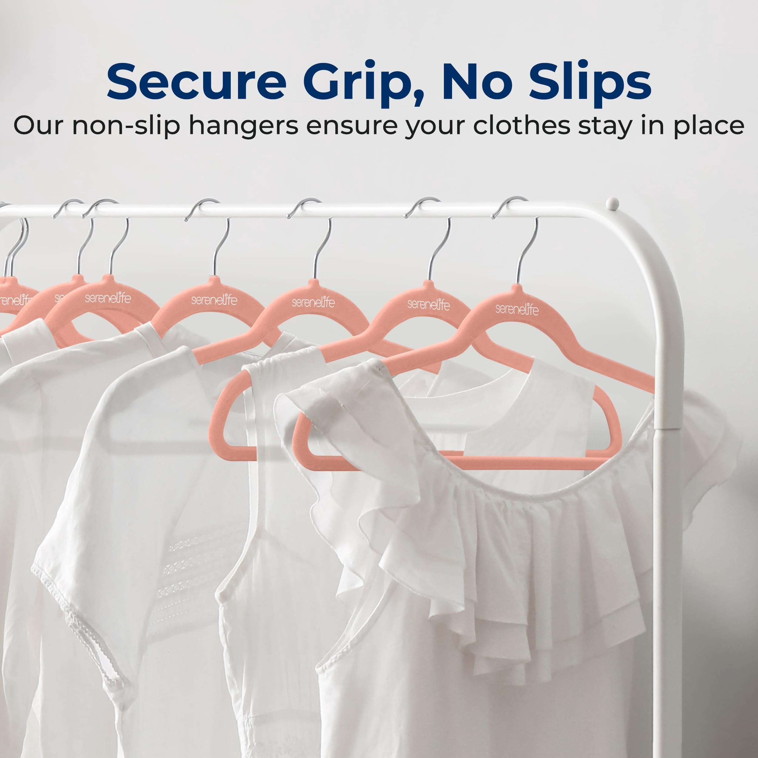 SereneLife 200 Pack Velvet Hangers - Non-Slip Felt Hangers with 360 Swivel Hook, Space-Saving, Ultra-Thin, Lightweight for Shirts, Sweaters, Hoodies, Kids Clothes & Dresses