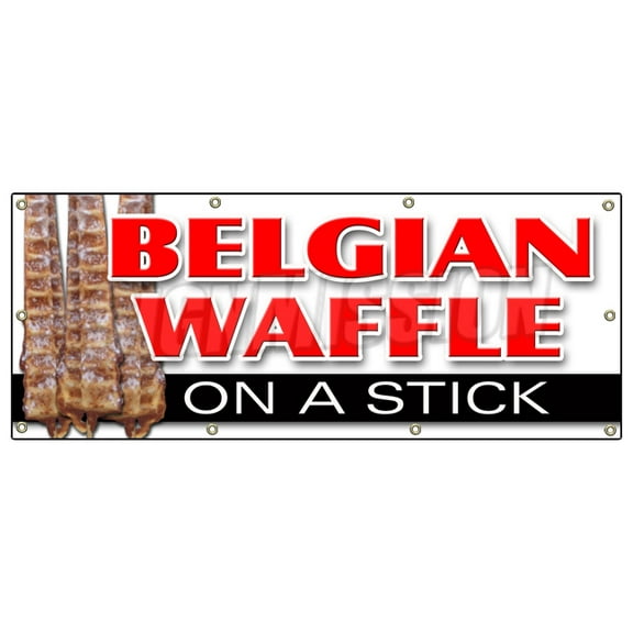 36"x96" BELGIAN WAFFLE ON A STICK BANNER SIGN lolly dough sweets fudge puppies