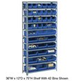 thumbnail image 2 of Open Bin Shelving w/6 Shelves & 30 Blue Bins, 36x12x39, 2 of 2