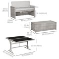thumbnail image 3 of Outsunny 5 Pieces Rattan Patio Dining Set, Wicker Table, Loveseat, Ottoman, 3 of 10