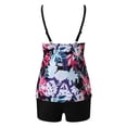 thumbnail image 3 of VISALY Tankini Swimsuit Tummy Control Blouson Two Piece Bathing Suit Tank Top with High Waist Boy Shorts Swimwear Adjustable Spaghetti Straps Tankini Set Two Piece Swimsuit with Boyshorts Hot Pink S, 3 of 4