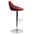 thumbnail image 3 of Contemporary Burgundy Vinyl Bucket Seat Adjustable Height Barstool with Diamond Pattern Back and Chrome Base, 3 of 9