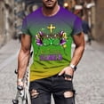thumbnail image 2 of Xixinqiwan Mardi Gras Short Sleeve Shirts for Men,Mens Round Neck Carnival Themed Tshirt Funny Mask Graphic Tee New Orleans Parade Custume Tops, 2 of 6