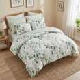 thumbnail image 3 of Regency Heights 9-Piece Queen Size Seersucker Comforter Set with Sheets, Textured Botanical Print Bed in a Bag, Sage Green Bedding Comforter Set with Flat Sheet, Fitted Sheet with Side Pocket, 3 of 11