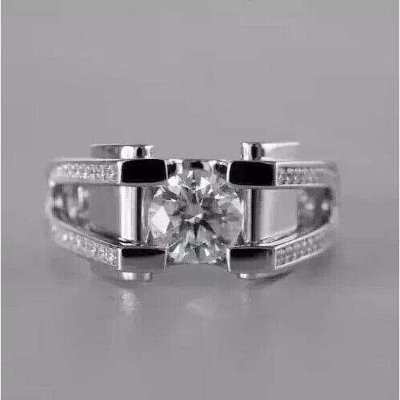3.00Ct Round Cut Lab Created Diamond Men's Engagement Ring 14K White Gold Plated Sterling Silver