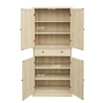 thumbnail image 5 of S-HOME 4 Door Storage Cabinet Featuring 1 Drawer and Adjustable Shelves in Engineered Rattan for Home Organization, Natural, 5 of 20