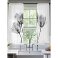 thumbnail image 3 of Grey Spring Tulip Floral Semi Sheer Curtains 72 Inch Length 2 Panels Set, Pastoral Flowers Watercolor Sheer Kitchen Curtain Privacy Voile Window Curtain for Living Room Bedroom Rod Pocket Drapes, 3 of 7