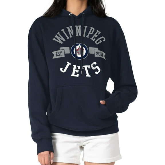 Women's G-III 4Her by Carl Banks Navy Winnipeg Jets City Graphic Fleece Pullover Hoodie
