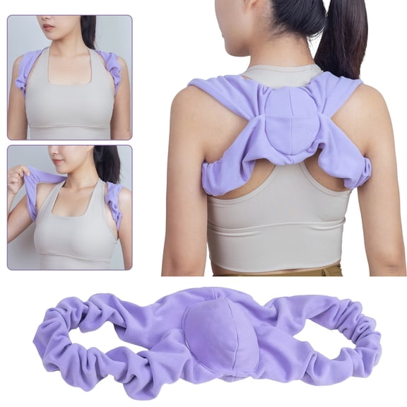 EBCUE Posture Corrector for Sleeping – Upper Back and Shoulder Alignment Brace with Soft Support Pad, Comfortable Nighttime Clavicle & Posture Training Strap for Men and Women Purple