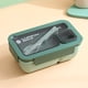 thumbnail image 4 of Fiambrera portátil de plástico con tapa con cierre y cubiertos integrados | Bento de 2 compartimentos con vasos para condimentos | Capacidad de 800-1000 ml para la escuela, la oficina y picnics, 4 of 4