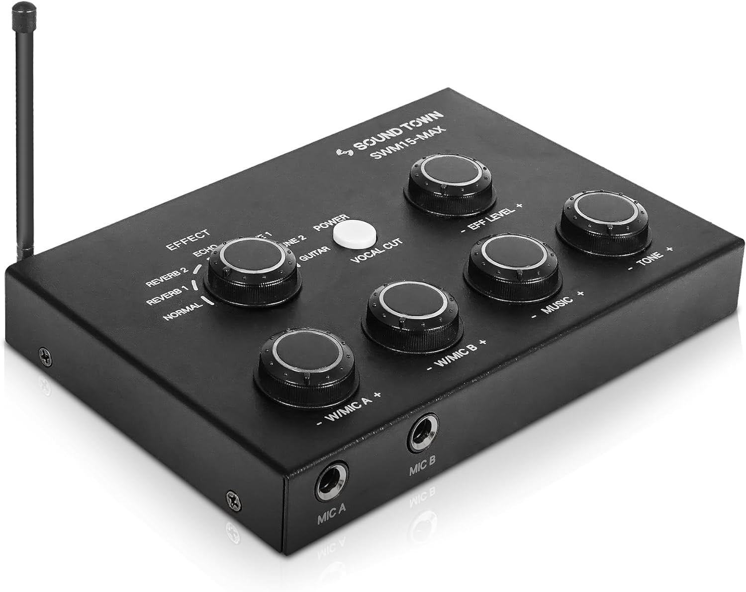 Sound Town 16 Channels Wireless Microphone Karaoke Mixer System w/ 2 Wireless Mics, HD ARC, Optical (Toslink), AUX, Supports Smart TV, Media Box, PC, Bluetooth, Soundbar, Receiver (SWM15-MAX)