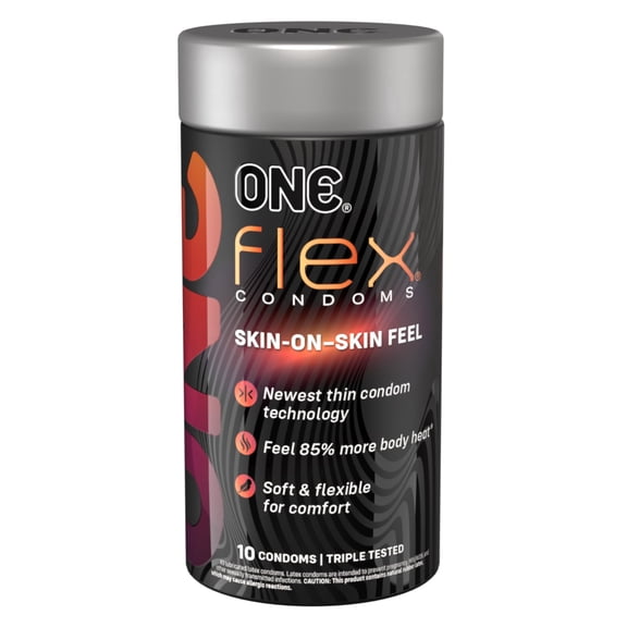 ONE Flex Condoms -Ultra-Thin, Flexible, Strong, and Pleasure-Enhancing, Vegan Latex, 10-Count