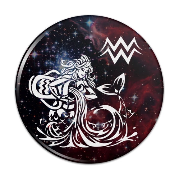 Aquarius Water-Bearer Zodiac Sign Horoscope in Space Pinback Button Pin