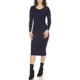 thumbnail image 2 of White Mark Women's Long Sleeve Rib Midi Sweater Dress, 2 of 6