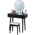 thumbnail image 4 of Gymax Makeup Vanity Dressing Table Set w/ Touch Screen Padded Stool Black, 4 of 8