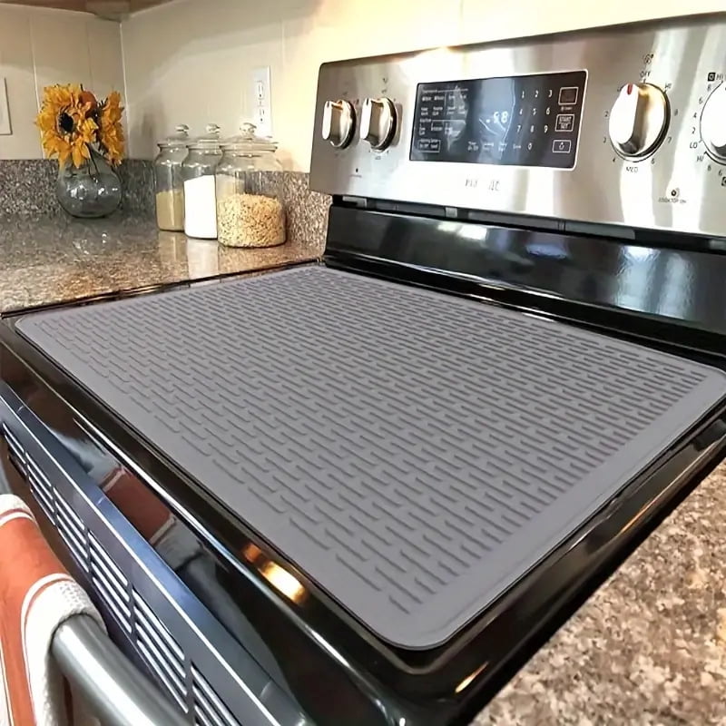 Multipurpose Sink Mat Silicone Non-Slip Under Sink Mat Heat Resistant Solid Flexible Dishwasher Safe Stove Top Cover, Dark Grey