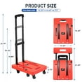 thumbnail image 3 of SPACEKEEPER Folding Hand Truck, 500 LB Heavy Duty Luggage Cart, Utility Dolly Platform Cart with 6 Wheels & 2 Elastic Ropes for Luggage, Travel, Moving, Shopping, Office Use, Orange, 3 of 7