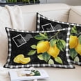 thumbnail image 2 of Yellow Lemon Throw Pillow Covers, Summer Botanical Black White Checkered Soft Breathable Pillow Cases with Invisible Zipper for Sleeping, Small Pillowcases for Couch Bed Sofa Chair 16x24 Inches, 2 of 9