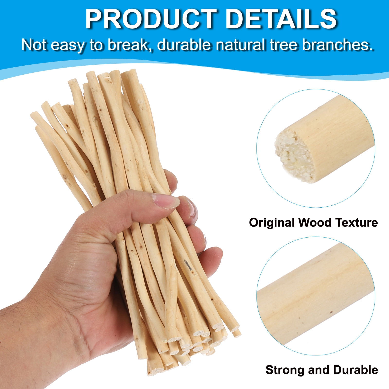 Uxcell 36 Pcs 50cm Wood Log Sticks, 0.2-0.5 inch in Diameter Natural Wood Craft Sticks, Dried Wood Sticks Decorative Wood Branch Sticks for DIY Crafts Accessory Photo Props, Wood Color