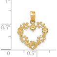 thumbnail image 5 of 14K Yellow Gold Polished Floral Border Heart Pendant (19 X 15) Made In Peru c2922, 5 of 6