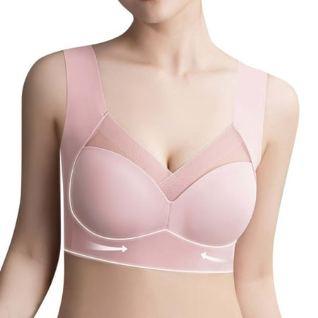 

wendunide underwear women Women Ice Silk Gathered Seamless Lightweight Comfortable Breathable Bra Shapers Pink XXL