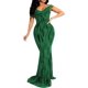 thumbnail image 3 of Vestido largo sexy con cuello en V y hombros descubiertos para fiesta y cóctel, vestido de noche de sirena a rayas, 3 of 5