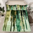 thumbnail image 2 of Manfei Splashing Ink Twin Sheet Sets,Painting Aesthetic Twin Fitted Sheet,Green Stripes Flat Sheet For Kids,Super Cozy Room Decor,3-Piece, 2 of 7