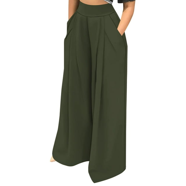 Pantalones Palazzo Pants EQQZD para mujer, pantalones casuales de cintura alta y pierna ancha