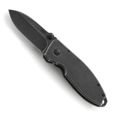 CRKT Squid Black Stonewash 2490KS Folding Knife with 8Cr13MoV Plain Edge Blade and Stainless Steel Handle and Frame Lock for
