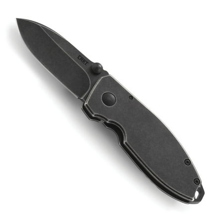 Knife Handle Shield (CRKT Squid 2490KS Black Stonewash Folding Knife with Drop Point 8CR13MoV Stainless Steel Plain Edge Blade and Stainless Steel)