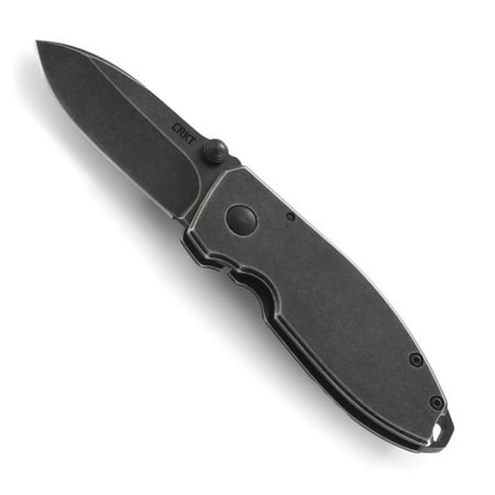 CRKT Squid Black Stonewash 2490KS Folding Knife with 8Cr13MoV Plain Edge Blade and Stainless Steel Handle and Frame Lock for (Best Folding Knife Steel)