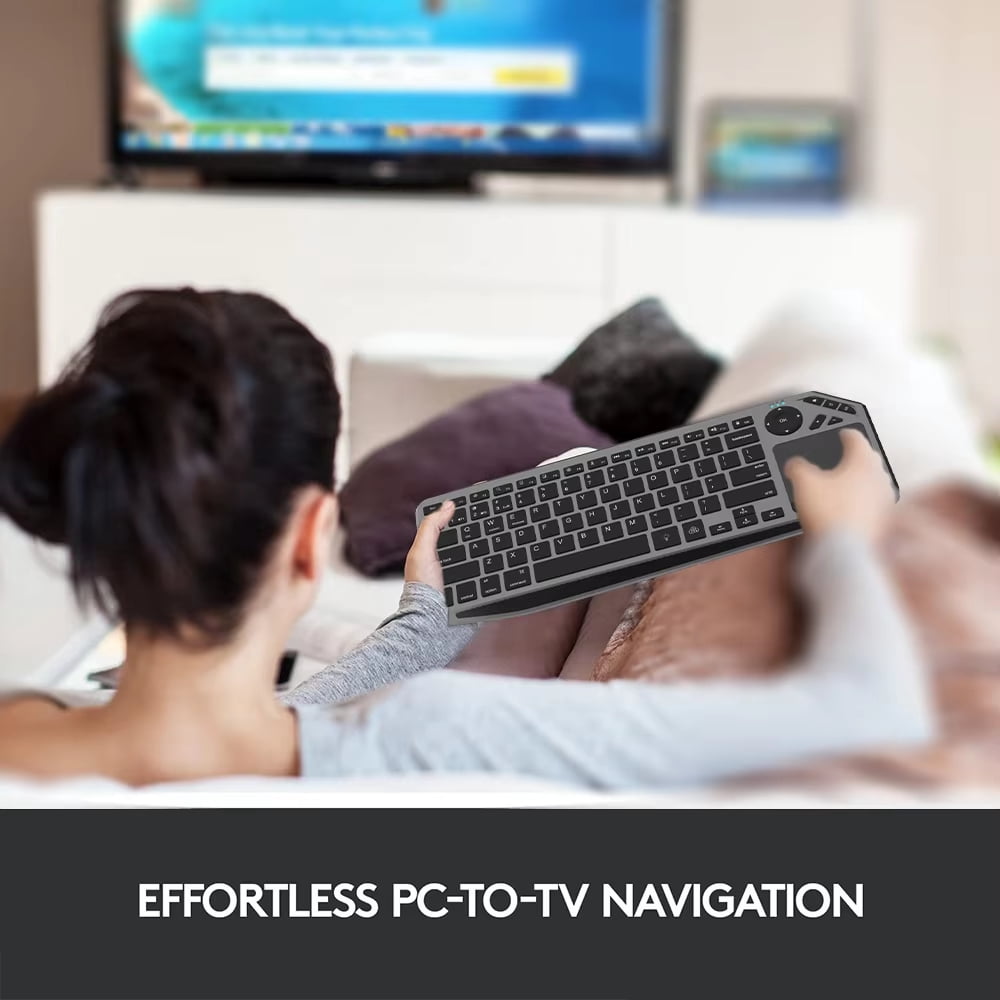 JOMAA 2 IN 1 TV Compact Keyboard with Mouse Function, 2.4Ghz and Bluetooth, Rechargeable, Support 3 Device for Smart TV, Tablet, Laptop etc,