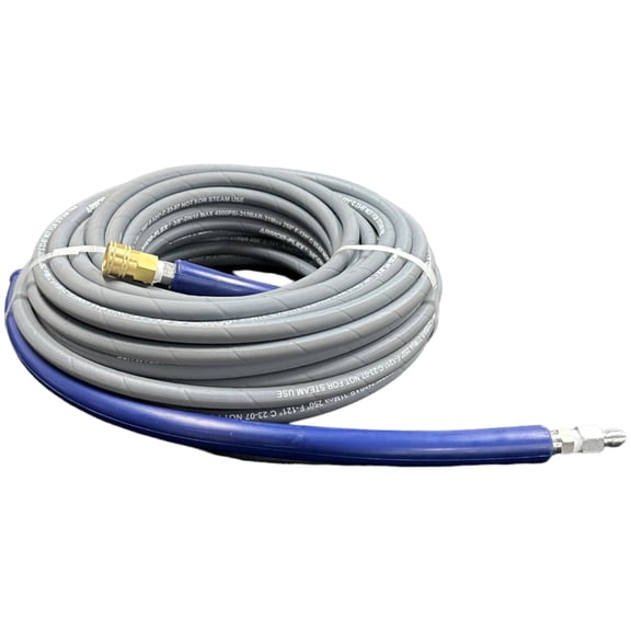 3/8 ft. x 100 ft. Gray Pressure Washer Replacement Hose 4200 PSI, Non-Marking with Quick Disconnects