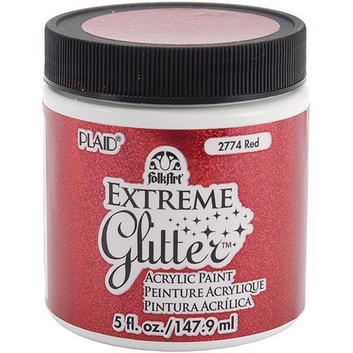 Plaid Enterprises Folk Art Extreme 5oz Red Glitter Paint